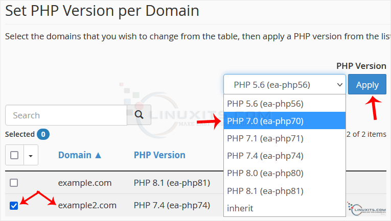 cpanel-multiphp-select-second-domain.png